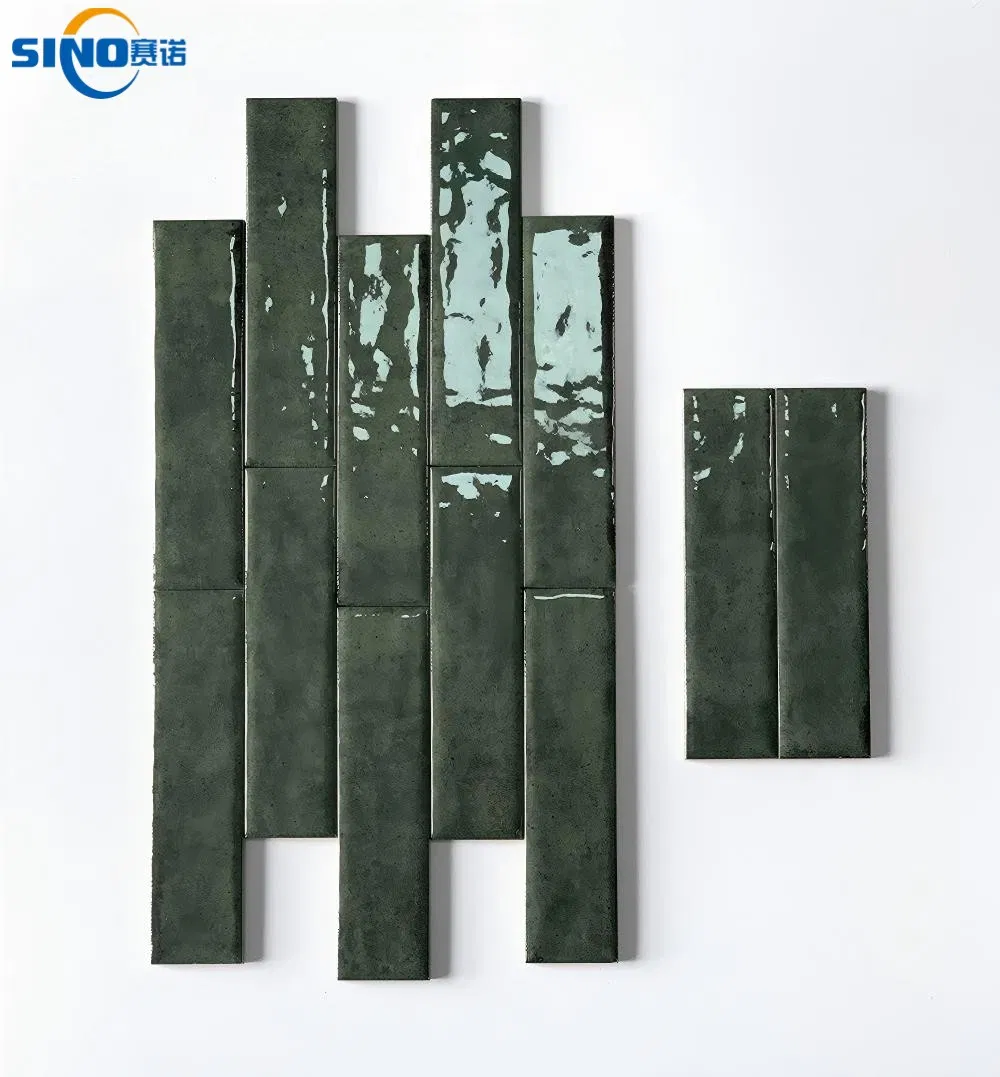 Luxury Glossy Handmade Ceramic Wall Tiles Modern Strip Design for Interior