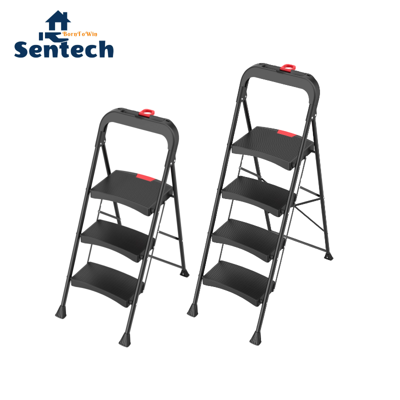 4 Steps Black Color Folding Step Ladders for Kitchen Anti-Slip Function ANSI Type III