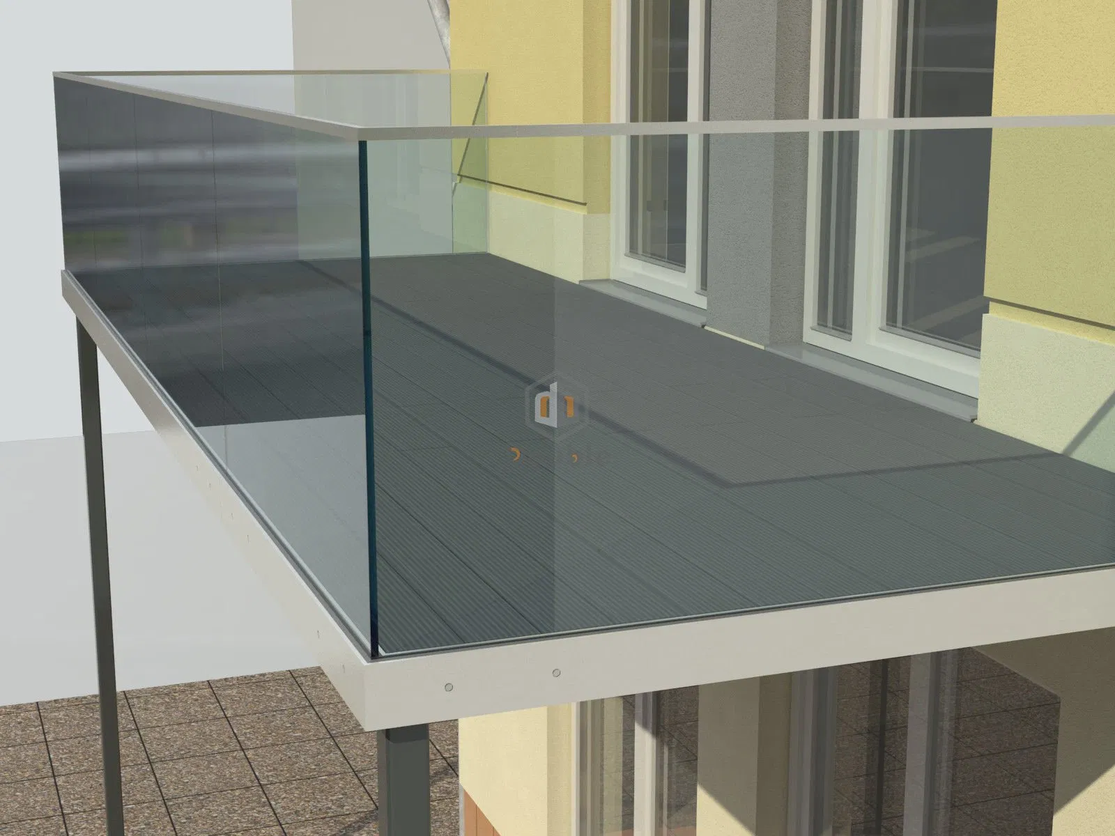 Frameless Glass Balcony Railing Aluminum U Channel Glass Balustrade