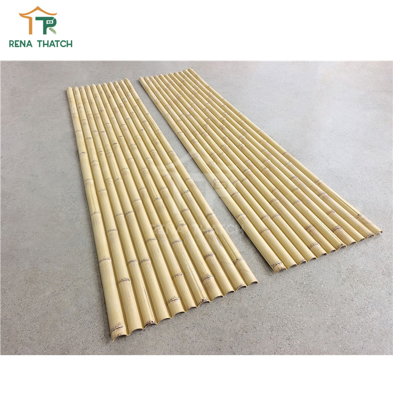 Artificial Eco-Friendly Plastic Bamboo Slat Split Cane Synthetic Bamboo Panel Fence Screen Artificial Bamboo Panel