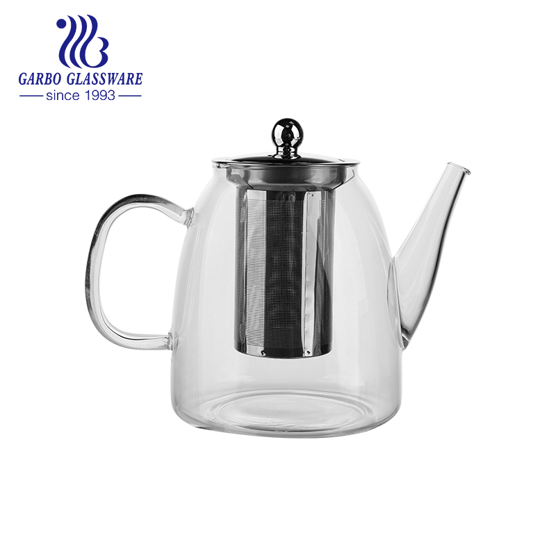 1200ml Borosilicate Drinking Kettle Tea Pot with Stainless Steel Lid and Strainer