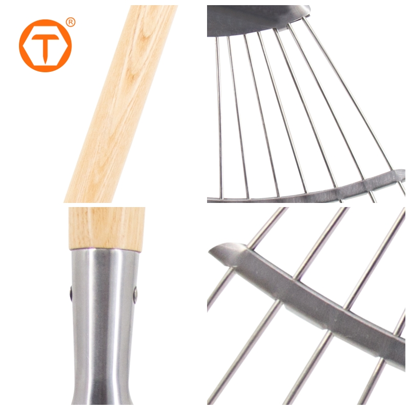 157cm Industrial Metal Yard Rakes Stainless Steel Outdoor Lawn Garden Leaf Rake for Leaves and Grass
