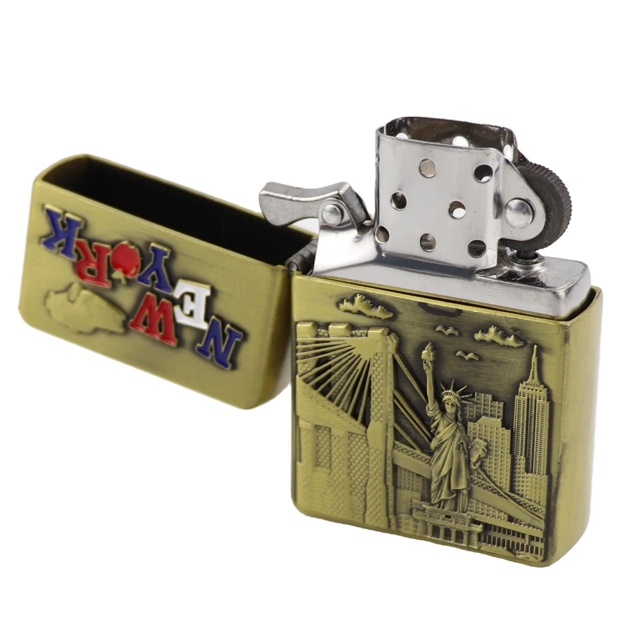 Customized Engraved Logo Countries Tourist Souvenir Windproof Cigar Metal Kerosene Lighter