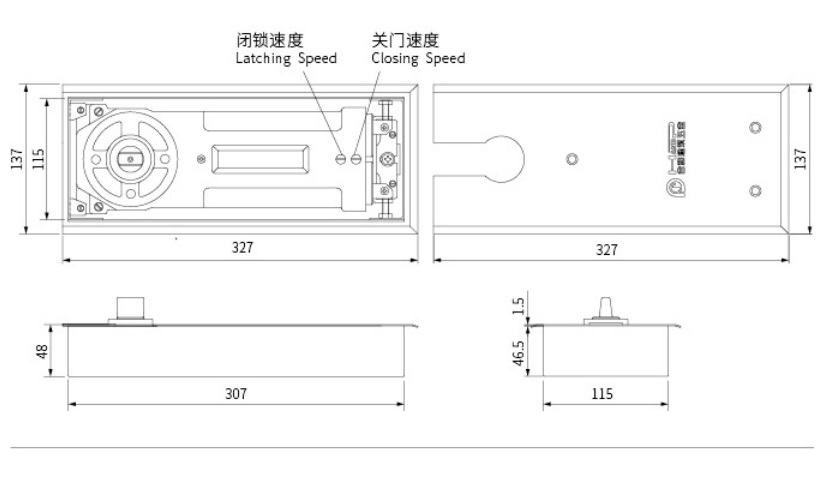 3h Inc. Manufactory Heavy Duty Glass Door Accessories 200kg Floor Spring B-868