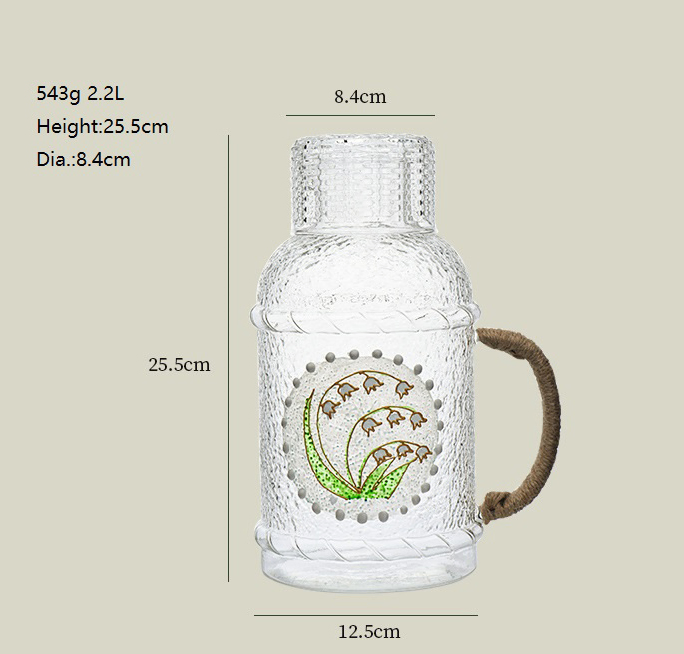 2.2L Household Transparent Glass Kettle