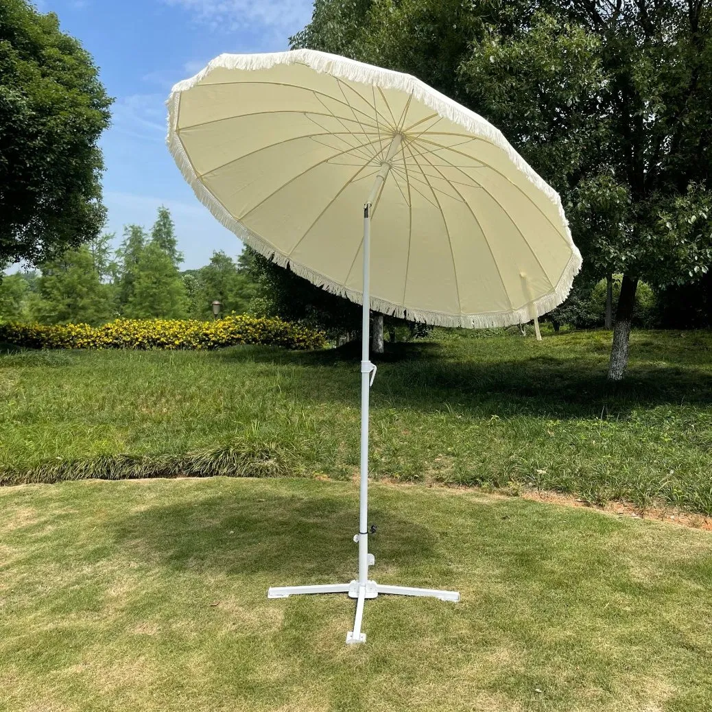 Patio Steel Sunscreen Umbrellas Garden Beach Outdoor Umbrella with Tassels 16K