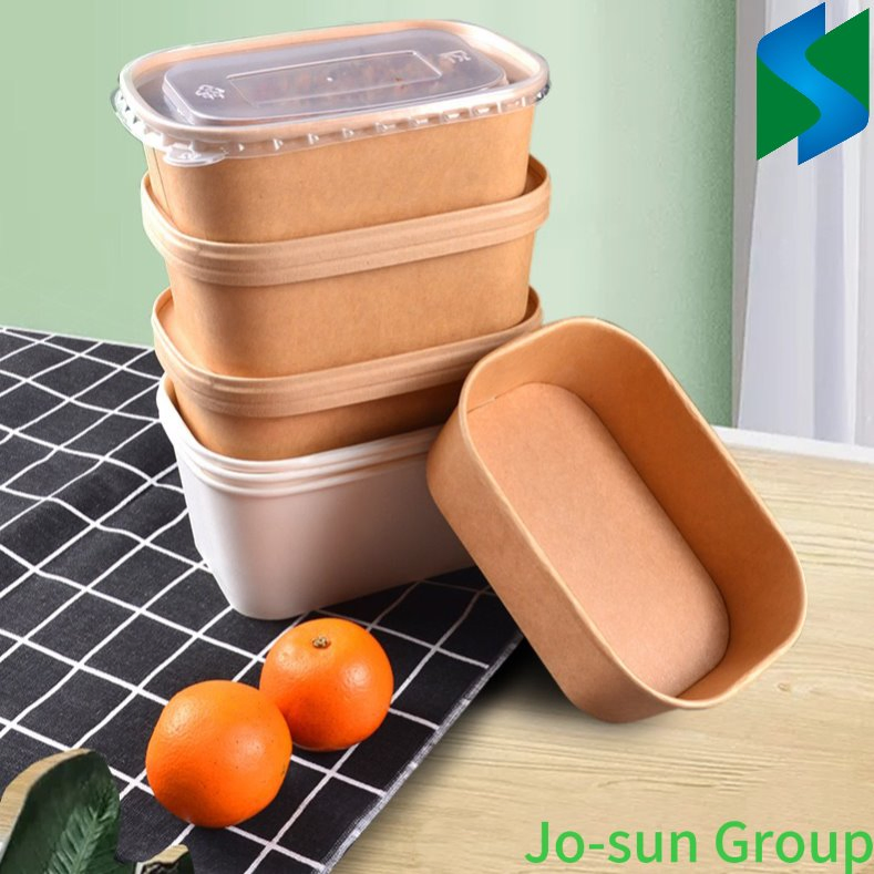 Factory Outlet Biodegradable Rectangle Kraft Paper Bowl Recyclable Kraft Paper Disposable Salad Bowl