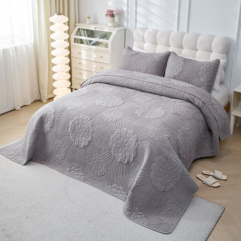 Grey Pure Cotton Quilt Air Conditioning Summer Cool Cotton Quilted Thick Blanket Comforter Set Pillowcase Bed Sheet