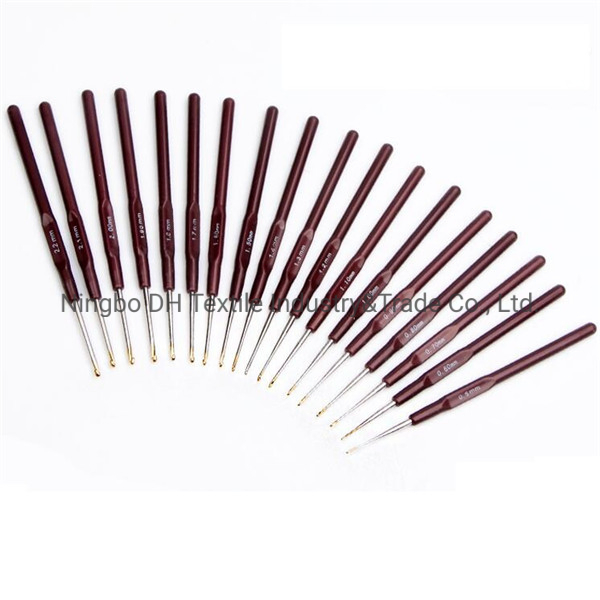 Aluminum or Iron Material Crochet Hook with Coffee Handle From China Factory