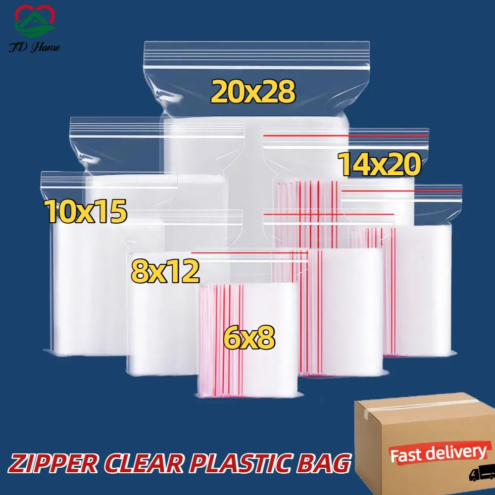 Custom Clear Recloseable PE Food Storage Plastic Ziplock Packaging Bags
