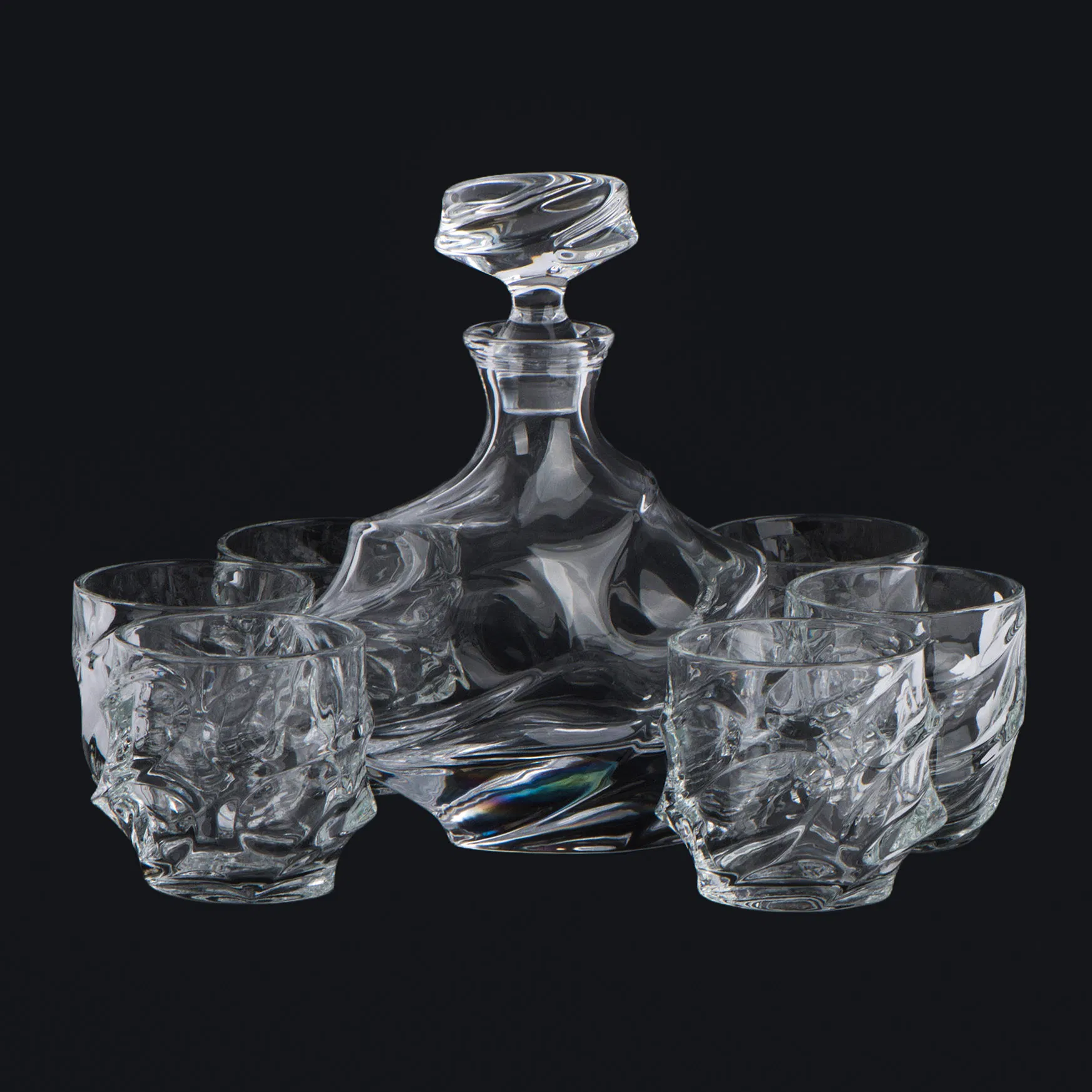 Contemporary Design Transparent Glass Wine Bottle Set with Glass Lid