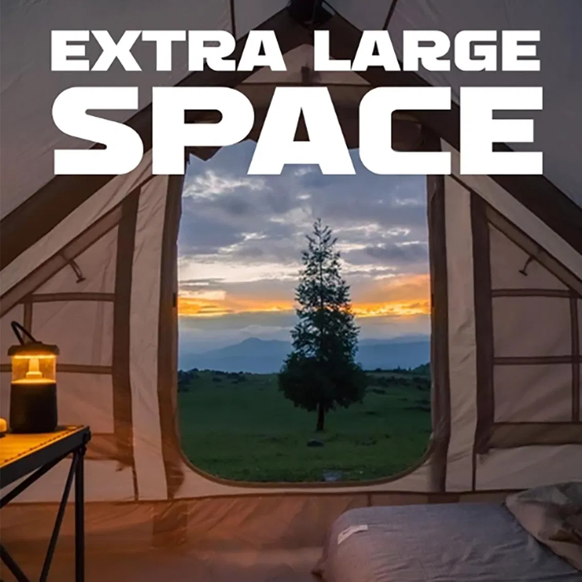 Inflatable Camping Tent with Stove 6-8 Person Luxury Canvas Waterproof 13.68sqm Outdoors