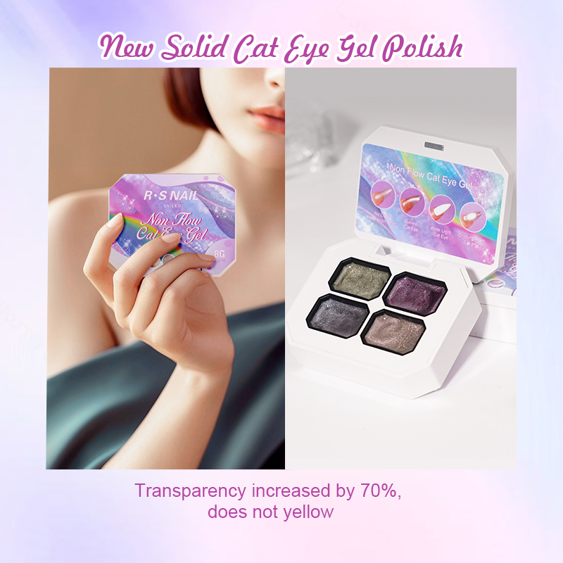 R S Nail High Quality Non-Toxic Solid Gel Nail Polish Box Set 4 Color Solid Cream Cat Eye Gel Polish Pallet