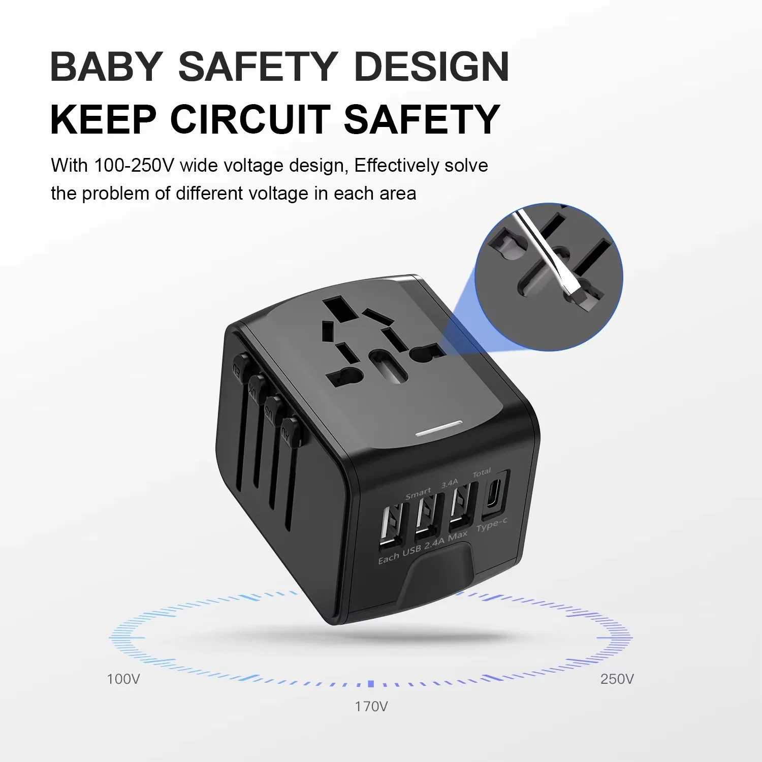 Универсальный дорожный адаптер с USB Type-C и подставкой