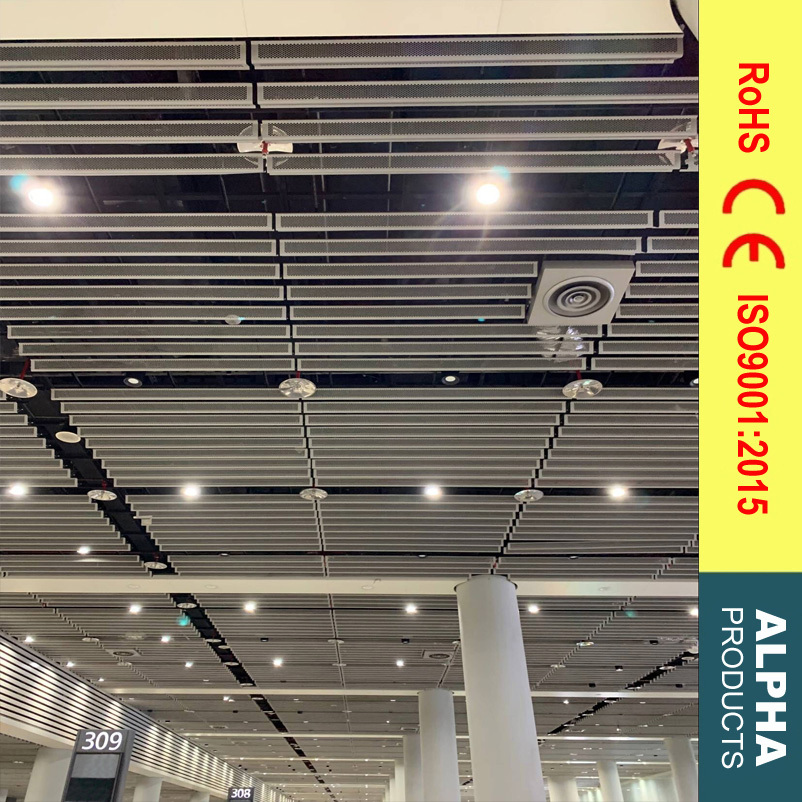Roof V-Shaped Aluminum Ceiling Baffle with Small Infill Metal Strip Panel