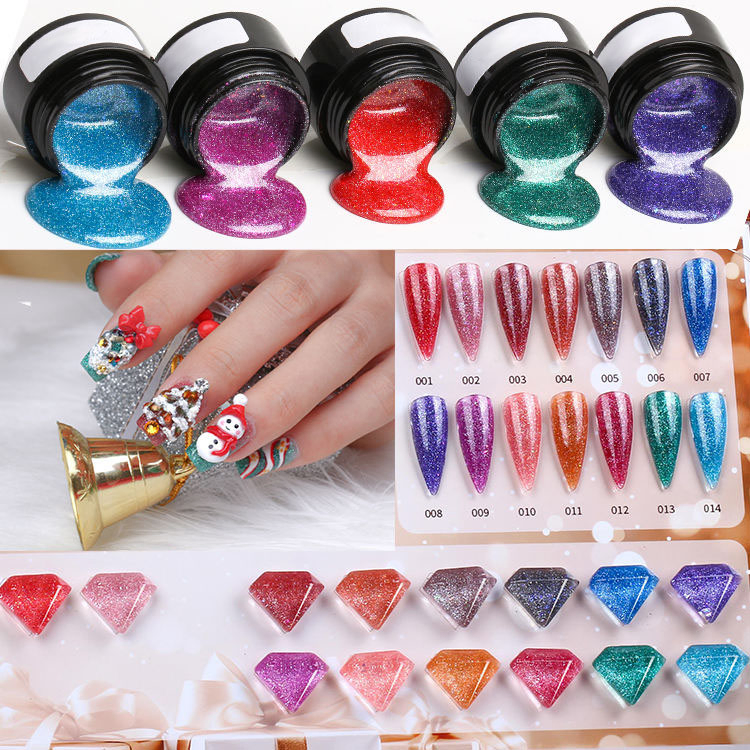 Christmas Manicure Pedicure Care Products Nail Art Builder Glitter Shinning Extension Gel Polish