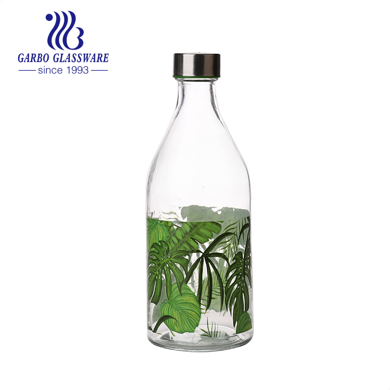 Wholesale 1.3 Litter Eco Friendly Glass Drinking Bottle Flamingo Decal Design Glass Sport Drinking Water Bottle