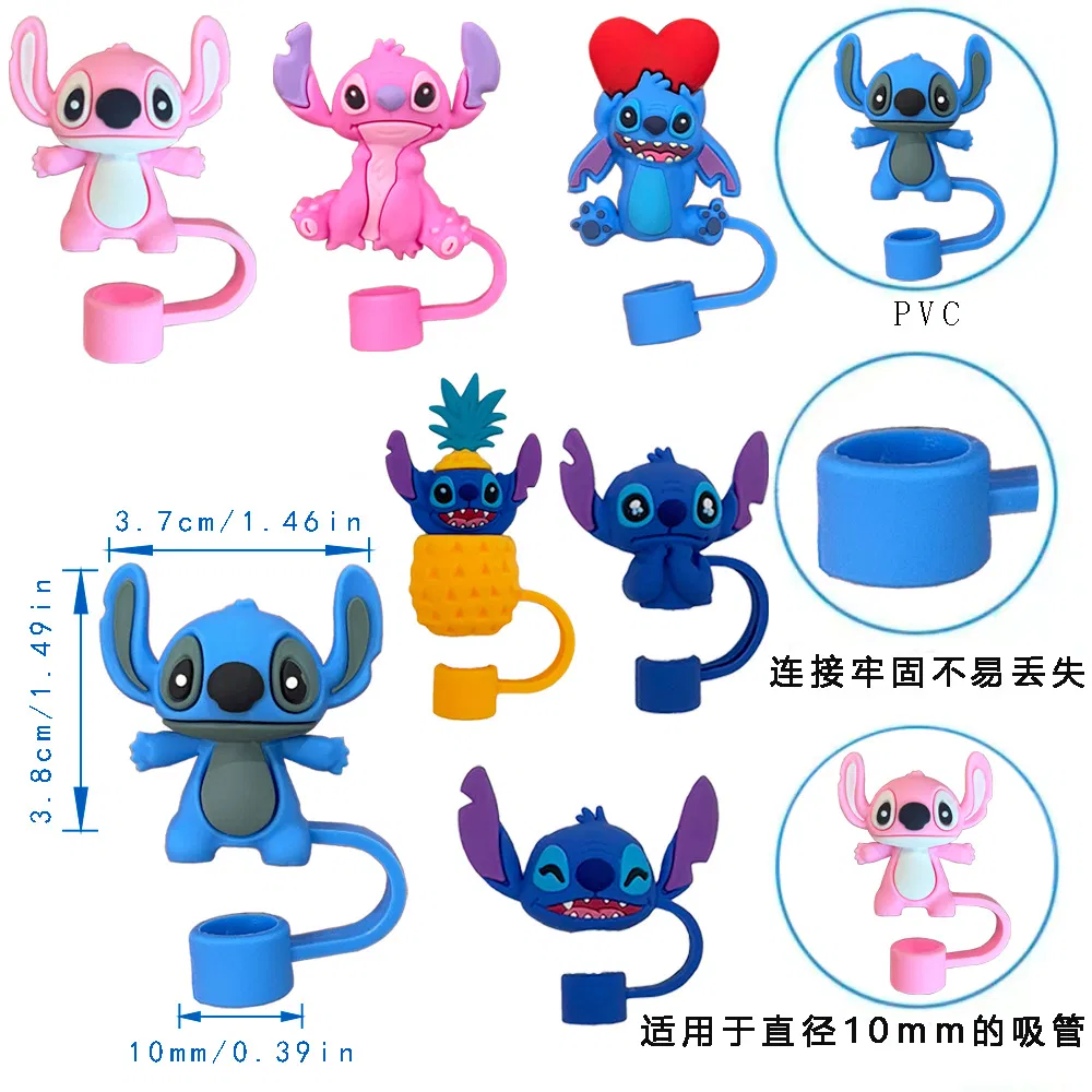 Hot Sale New 56 Cute Cartoon Straw Covers, Straw Dust Plugs, Food-Grade 10mm Straw Caps