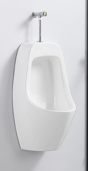 Hand Press Button Flushing Wall Mounted Man Use Wc Ceramic Urinal White Color Urinal with Time Urinal Valve