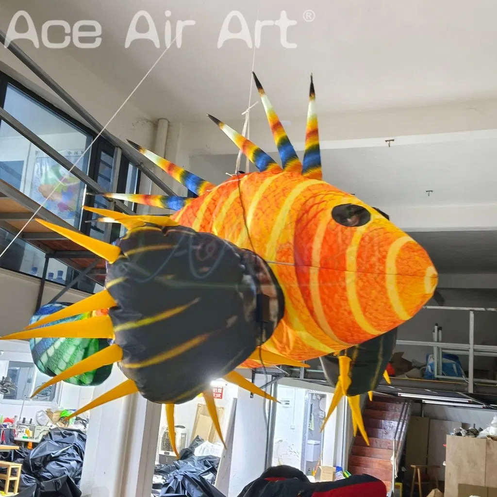 Vivid 3ml Advertising Inflatable Lionfish Hanging Inflatable Tropical Fish Balloon for Event Decoration