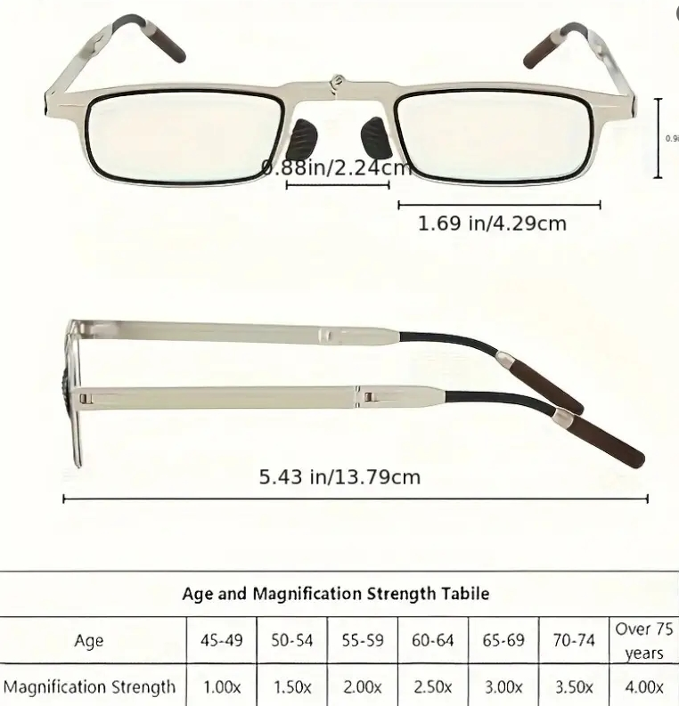 Portable Foldable Anti-Blue Light Reading Glasses, Ultra-Thin for Both Men and Women