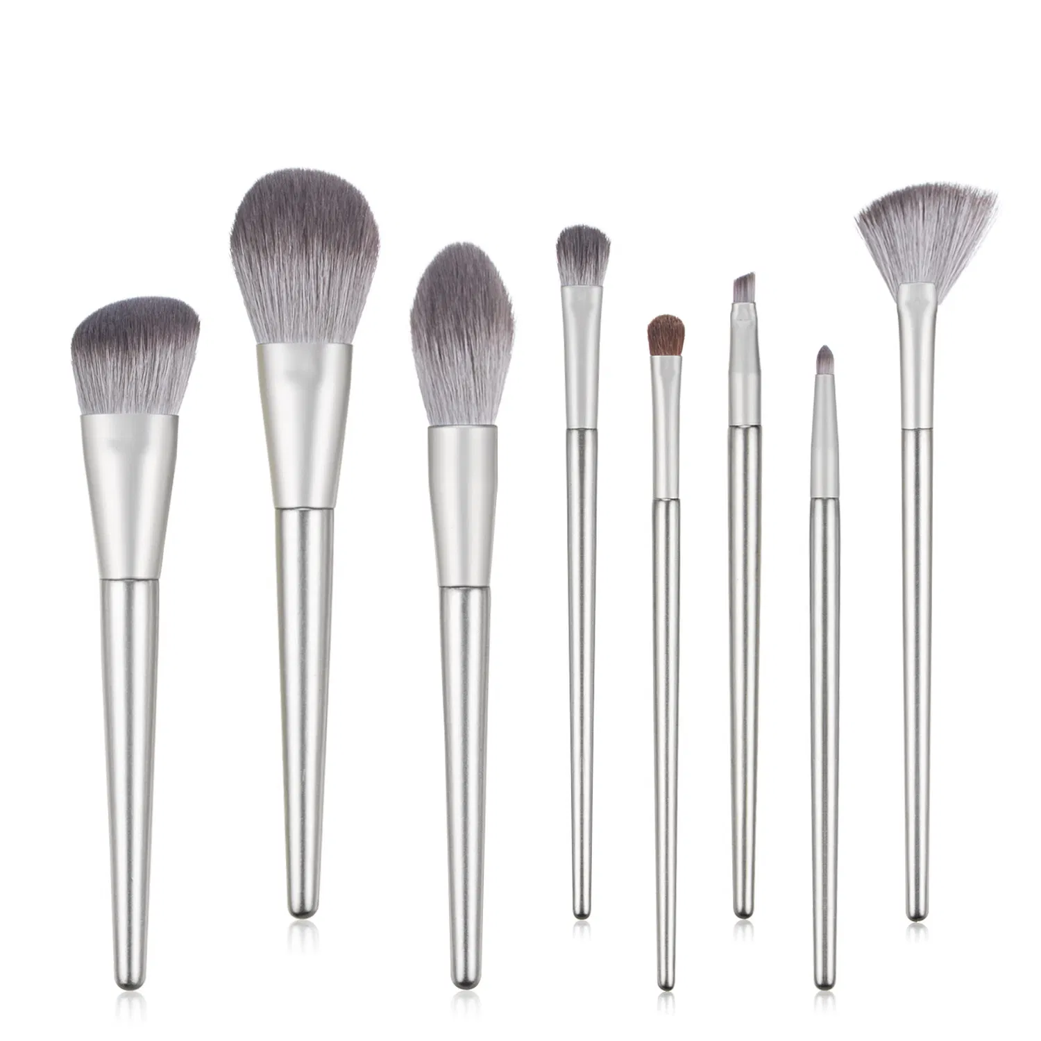 Professional Makeup Brushes Set 8PCS Silvery Wood Handle Cosmetics Tools Powder Contour Foundation Brush
