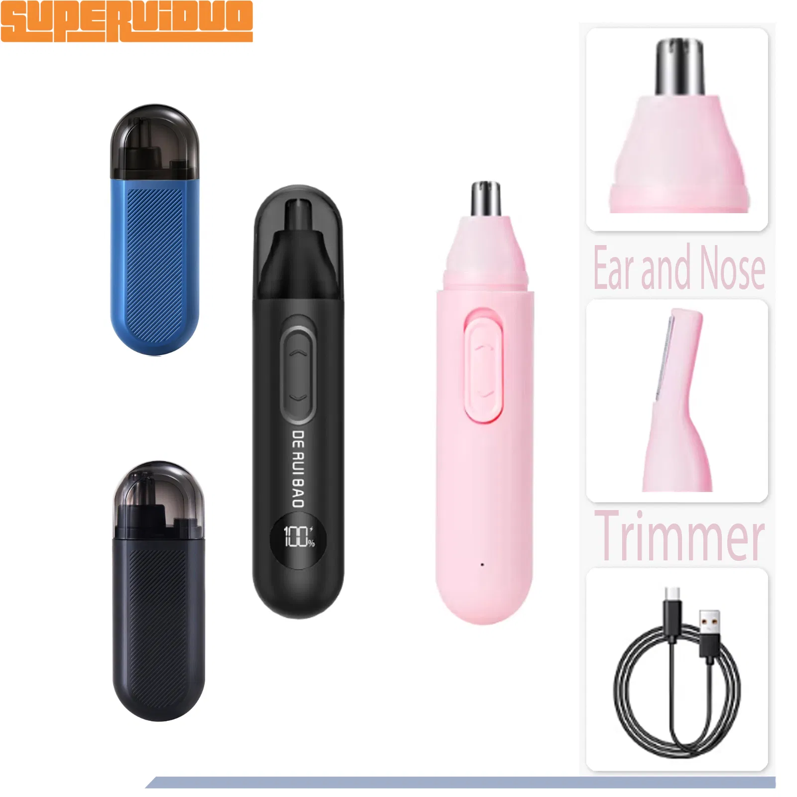 LCD Smart Power Displaying Shaver Nose Hair Trimmer