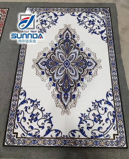 120X120cm Big Size Glazed Polished Golden Plating Floor Decorative Flower Carpet Porcelain Ceramic Tiles