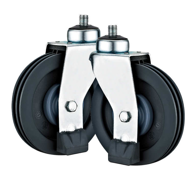 100mm125mm Supermarket Hand Trolley PU Casters Wheels Shopping Cart Three-Disks Polyurethane Elevator Caster