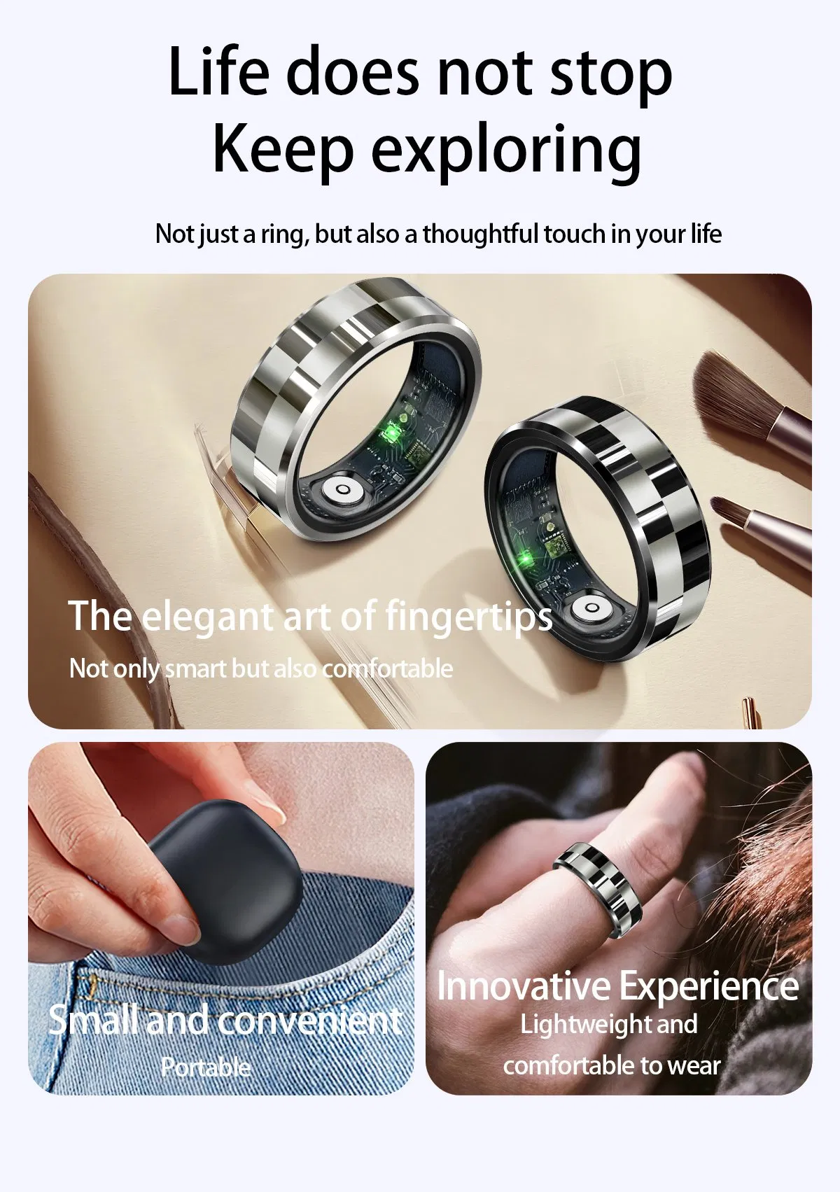 Advanced Monitoring Wearable Device Tiktok Selfies Remote Checker Design Smart Ring Activity Tracker