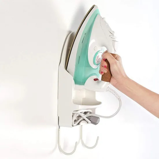 Iron Board Hanger Plastic Heat Resistant Flat Iron Holder Wall Mount with Steel Hooks Hh001_48