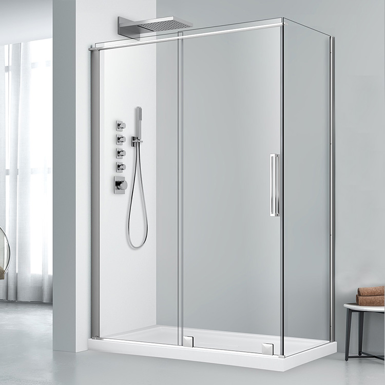 Elegant Bathroom Big Rollers Double Sliding Tempered Glass Shower Door