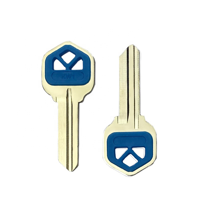 Free Sample Low Price Nickel Plated Kw1 Key Blank Brass Silver Color House Blank Key with Rubber Plastic Head Multi Color for Door Lock