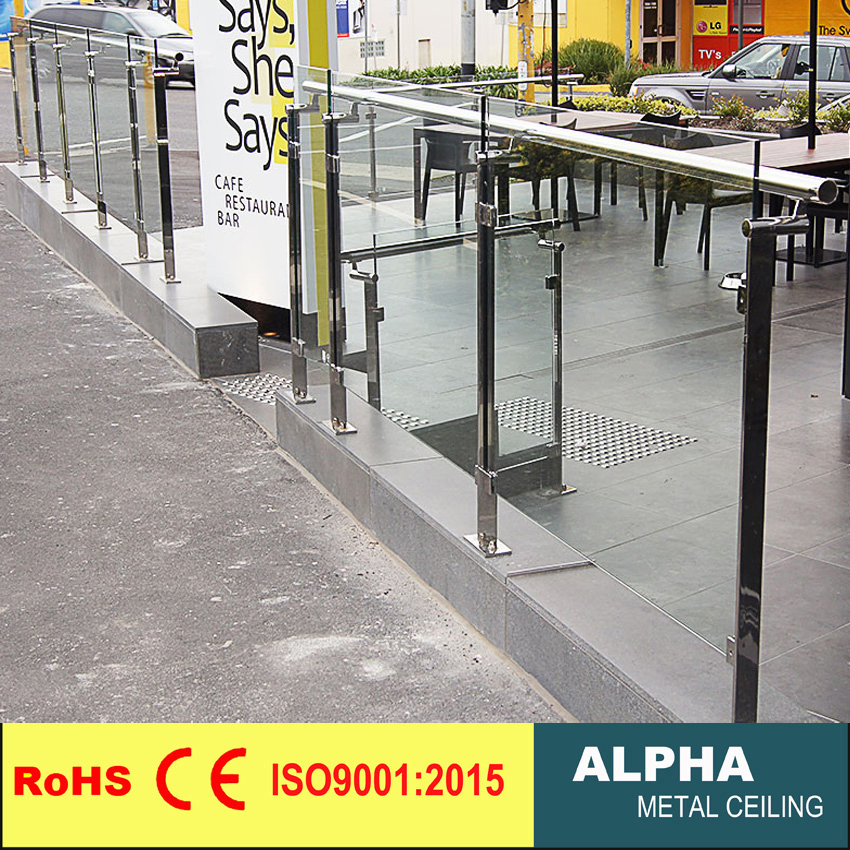 Metal Glass Balustrade System Stairs Railings Stainless Steel Frameless Glass Railing