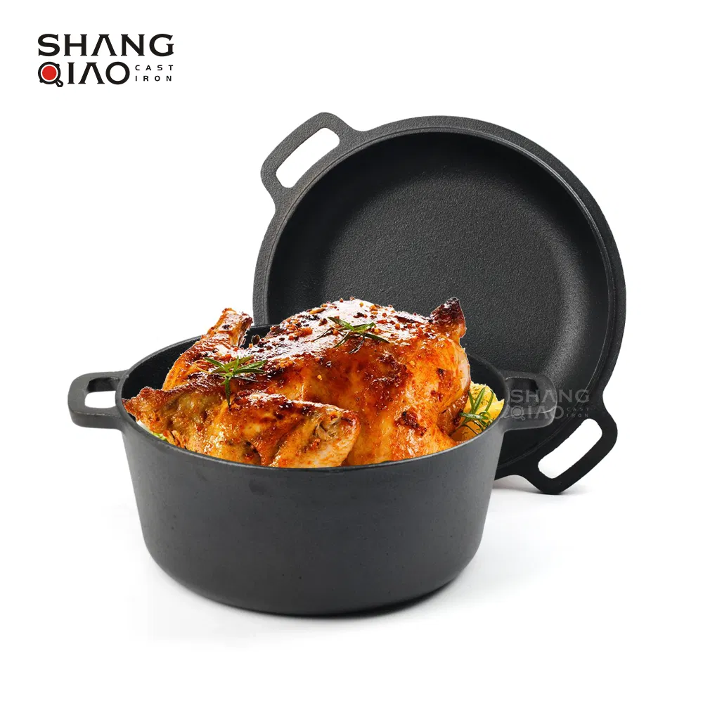 Чугунная жаровня-кастрюля 26см с крышкой, предварительная прокалка