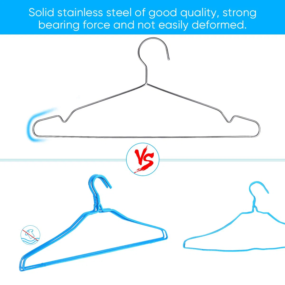 40PCS Strong Heavy-Duty Stainless Steel Metal Ultra-Thin 16.5 Inch Wire Clothes Hangers