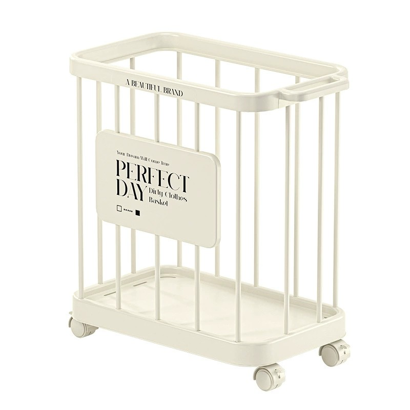 Laundry Basket with Wheels Rolling Cart Hamper Storage Organizer for Dorm Ez30573