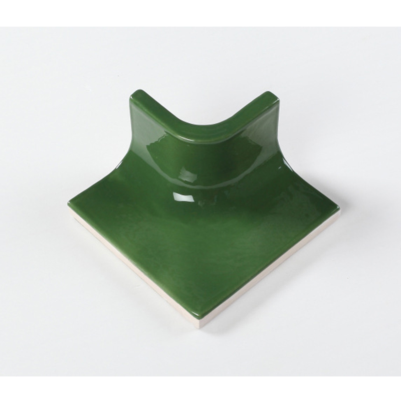 Kitchen Waist-Line Ceramic Tile Trims Dark Green Color