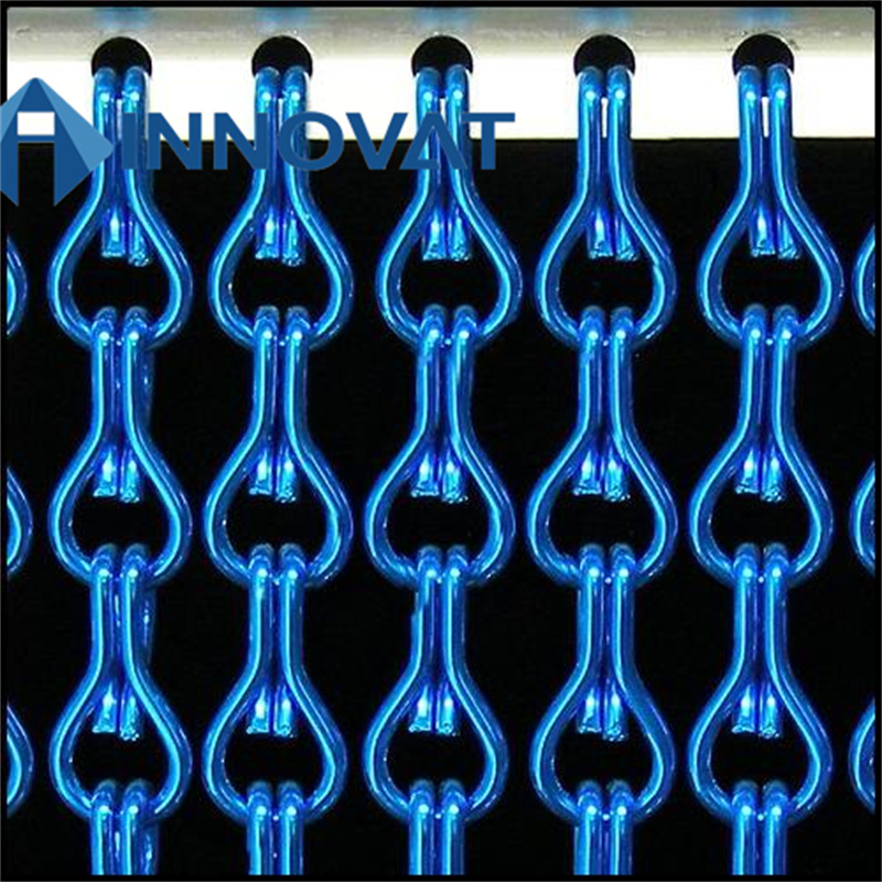 Ceiling/Wall Anodized Aluminum Link Chain Curtain/Golden Color/Red Color/Blue Color Mesh Curtain, Metal Curtain
