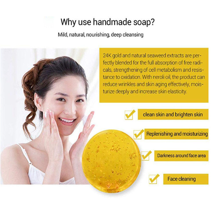 Wholesale 24K Gold Handmade Anti-Aging Whitening Skin Lightening Soap