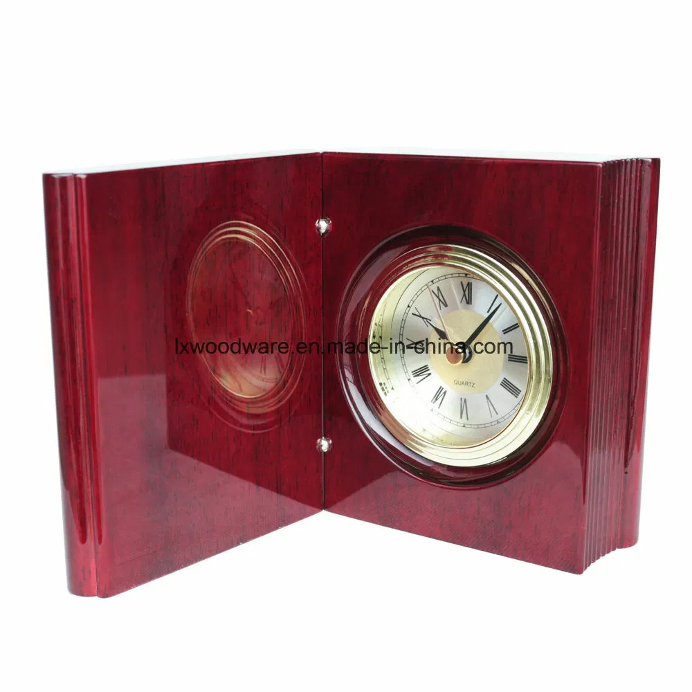 Rosewood Piano Finish Luxury Wooden Craft Book Clock Unique Table Gift Clock