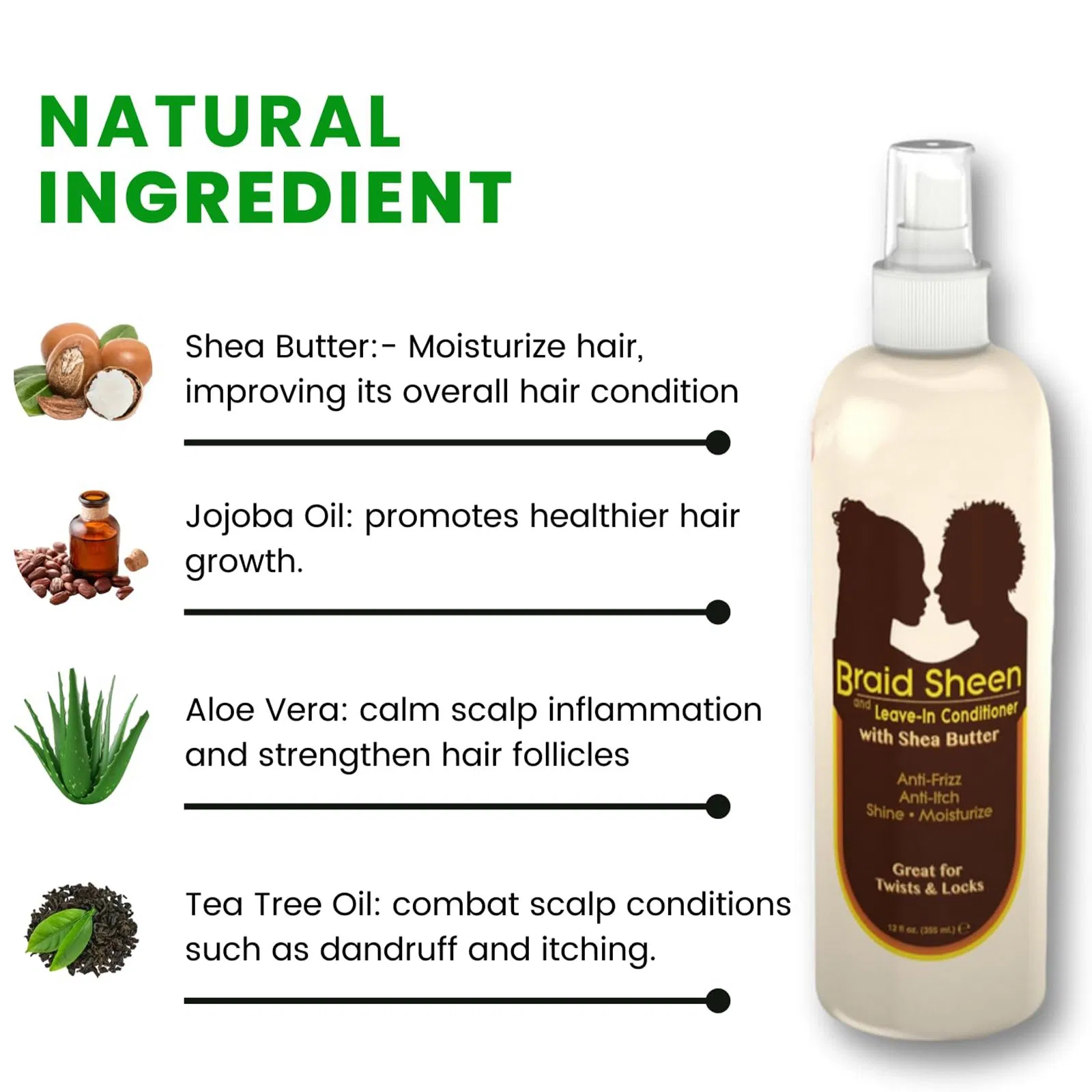 Beauty Cosmetics Hair Care Suitable for All Hair Types Loc Shine Spray