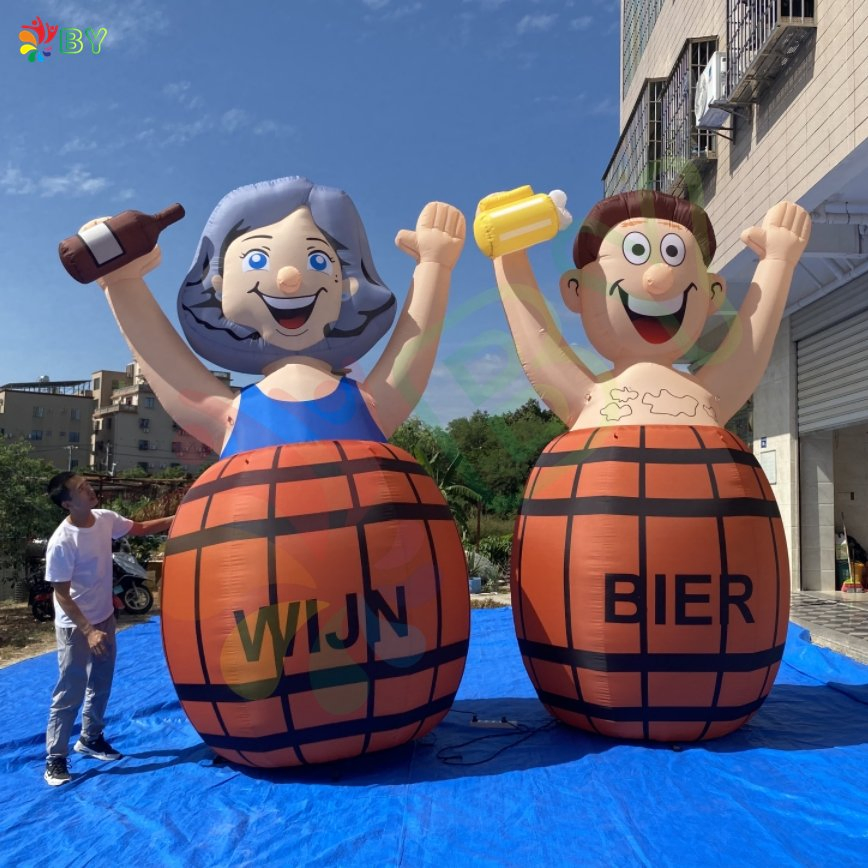 Factory Direct Sale Wholesale Price Big Inflatable Abraham Holland Doll with Bier Barrel Balloon