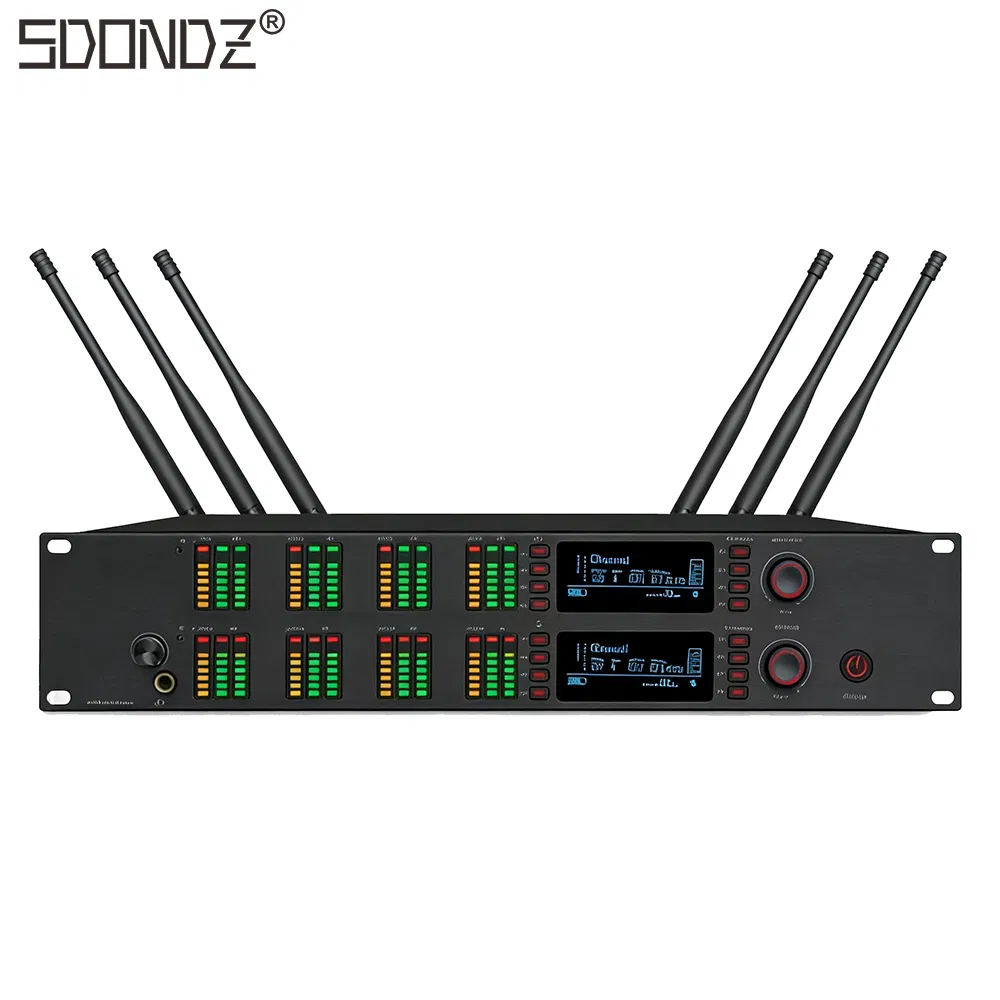 Professional 8-Channel UHF Wireless Microphone System with 8 Bodypack Transmitters and Headset Mics for Stage, Conference, and Church