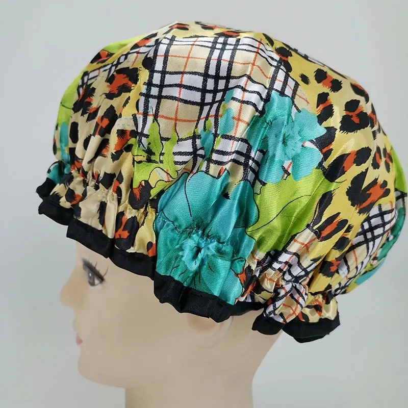 Luxury Printing Shower Caps Low MOQ Elastic Double Layer