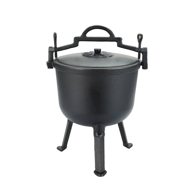 Чугунный котелок для костра и барбекю