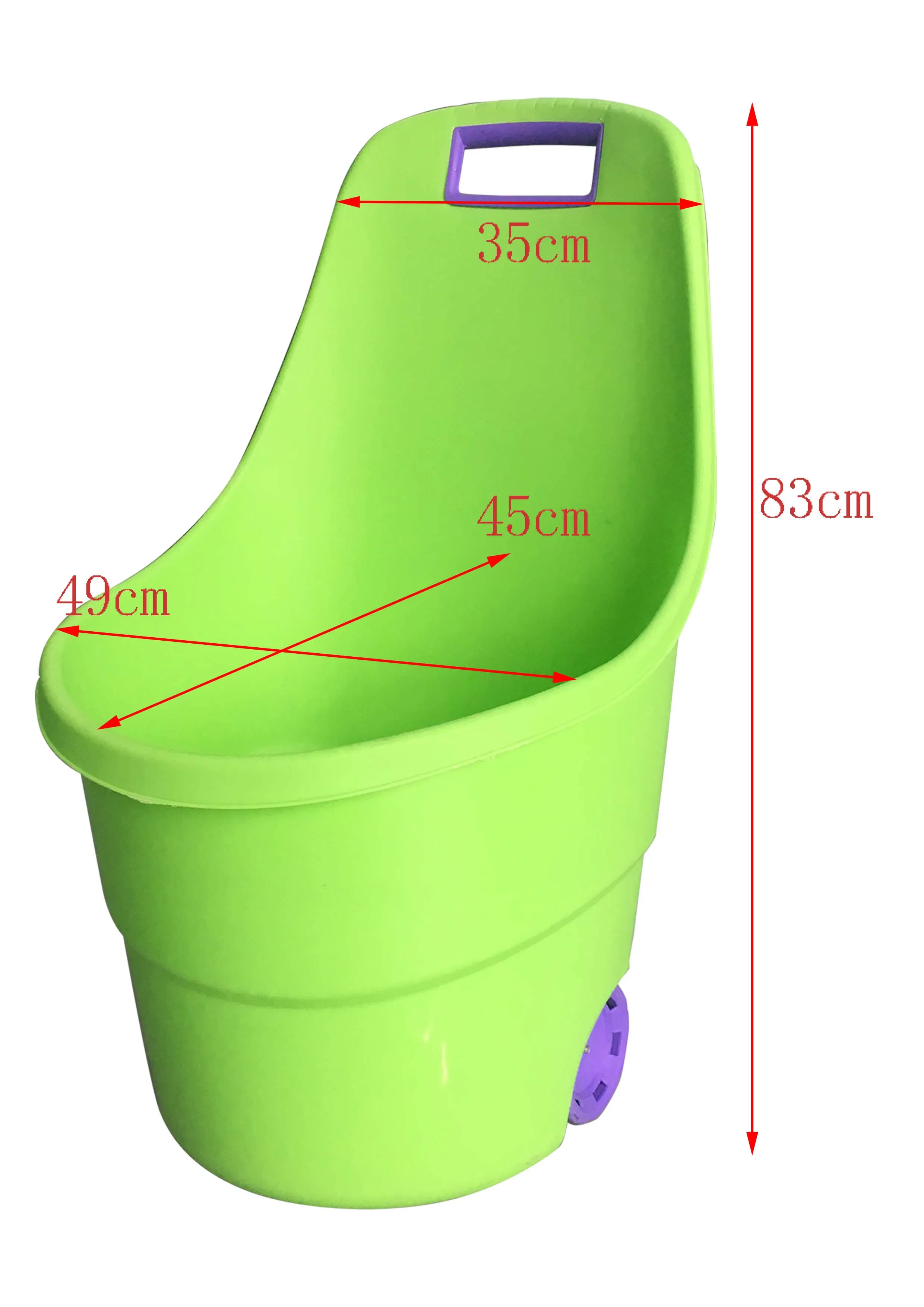 48L Portable Two Wheels Trash Can Plastic Apply Fertilizer Garden Tools