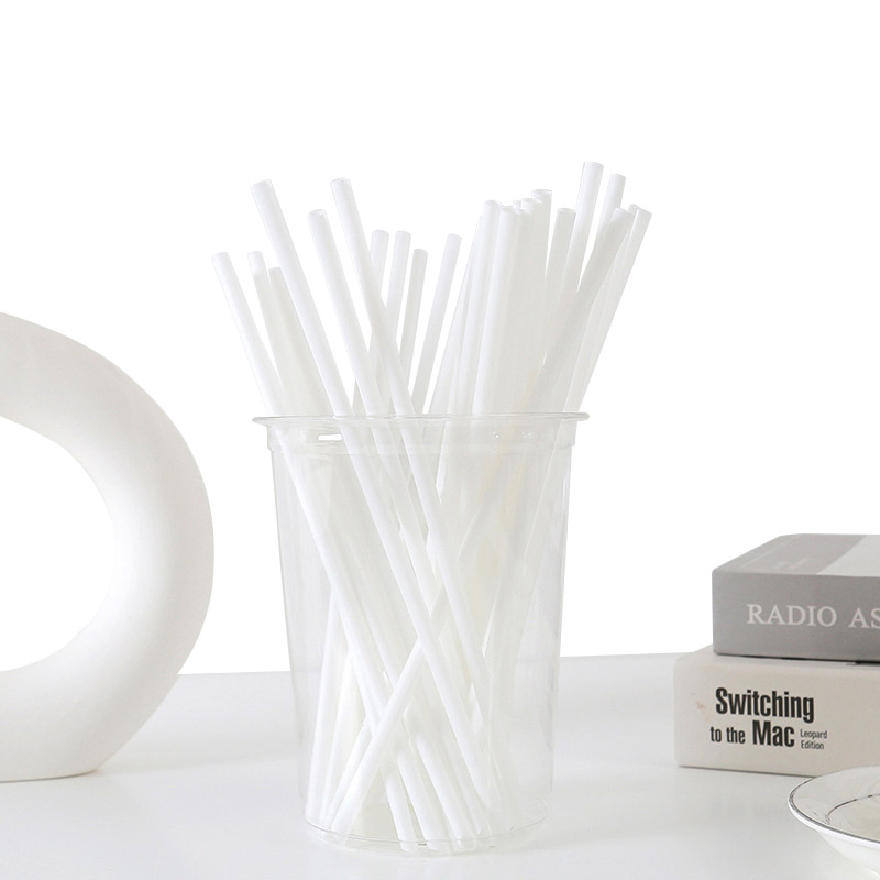 6X190mm PLA Drinking Straws Disposable Biodegradable Drink Tools White Straight Straw