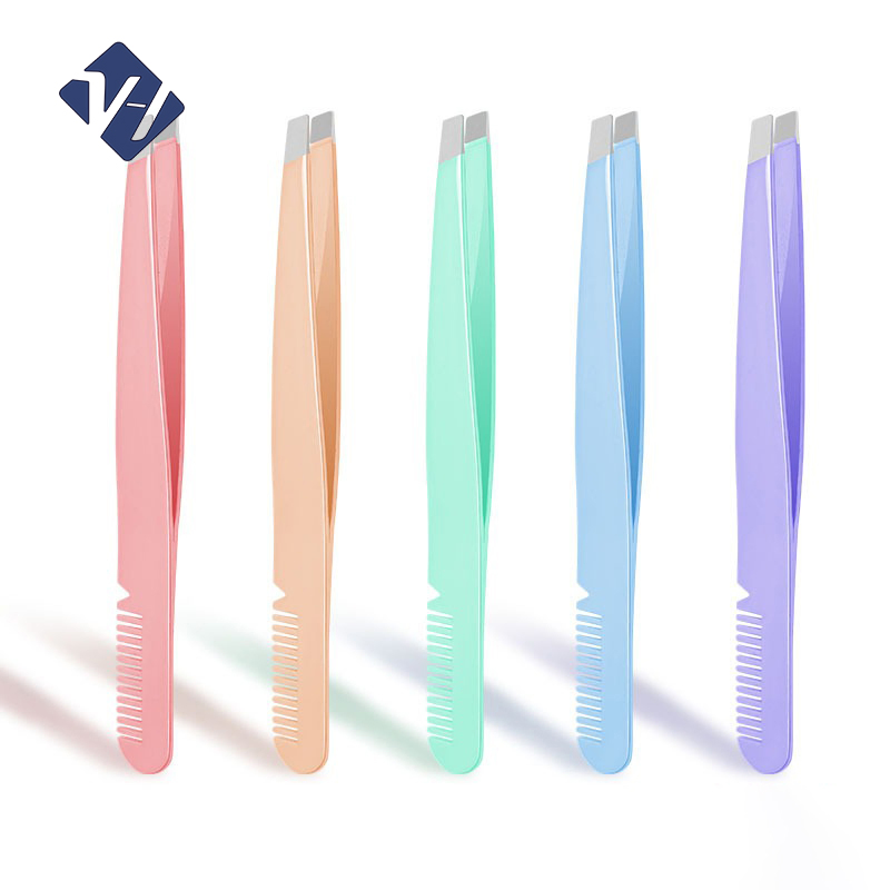 Professional Eyebrow Tweezer Brush Comb Stainless Steel Ladies Private Label Beauty Tools