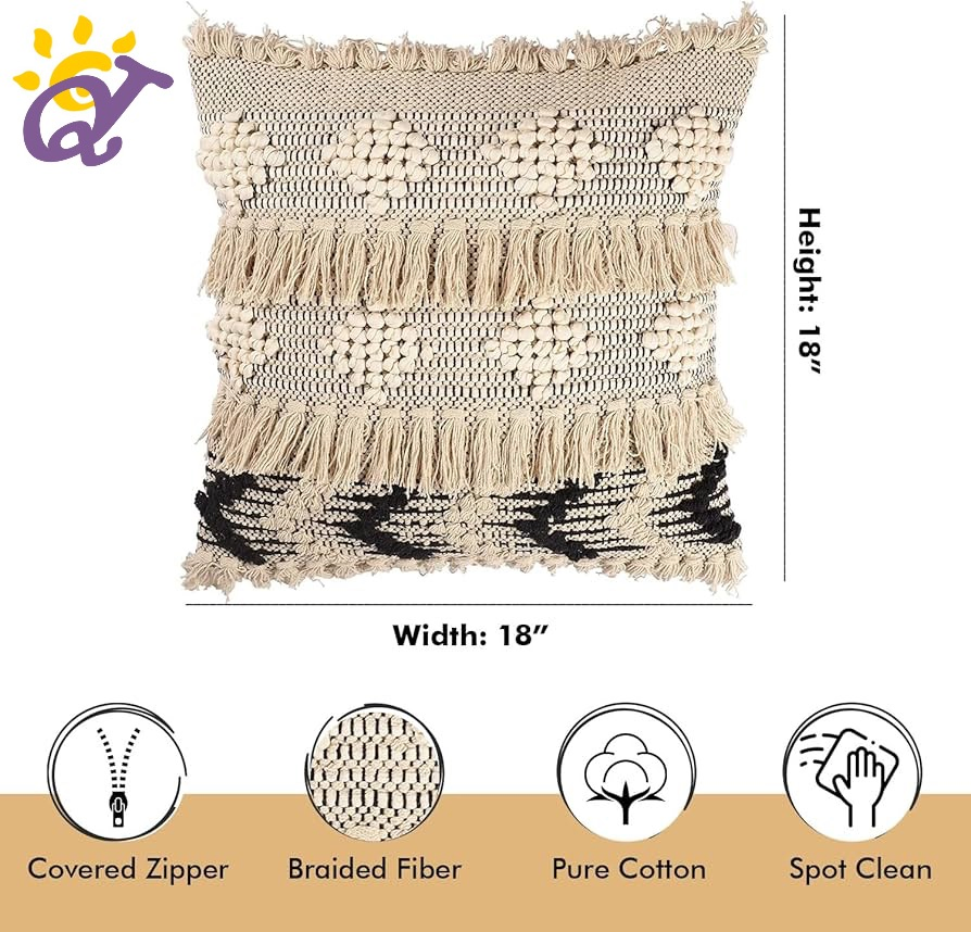 Yuki Macrame Handmade 18*18cm Sofa Cushion Cover Decorative Pillowcases
